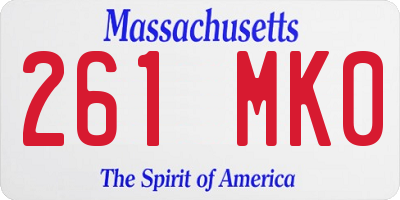 MA license plate 261MK0