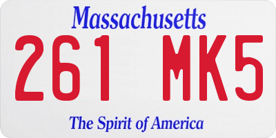 MA license plate 261MK5