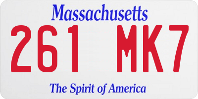 MA license plate 261MK7