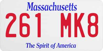 MA license plate 261MK8