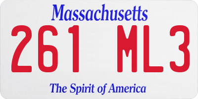 MA license plate 261ML3