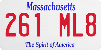 MA license plate 261ML8
