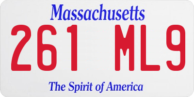 MA license plate 261ML9