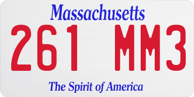 MA license plate 261MM3