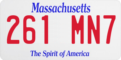 MA license plate 261MN7