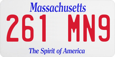 MA license plate 261MN9