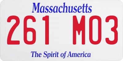 MA license plate 261MO3