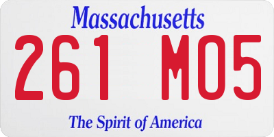 MA license plate 261MO5