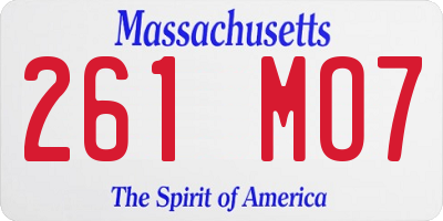 MA license plate 261MO7