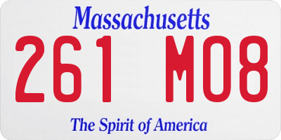 MA license plate 261MO8