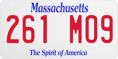 MA license plate 261MO9