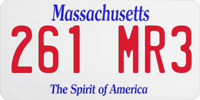 MA license plate 261MR3