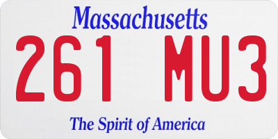 MA license plate 261MU3