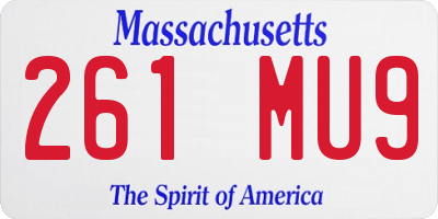 MA license plate 261MU9