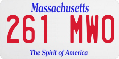 MA license plate 261MW0