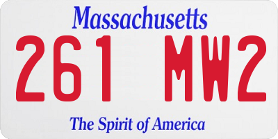 MA license plate 261MW2