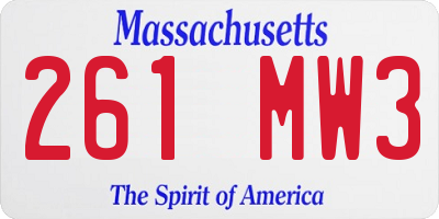 MA license plate 261MW3
