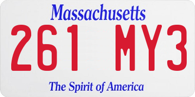 MA license plate 261MY3