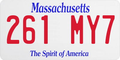 MA license plate 261MY7