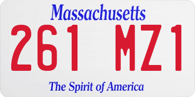 MA license plate 261MZ1