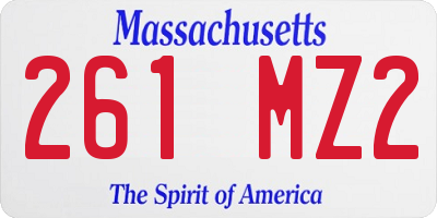 MA license plate 261MZ2