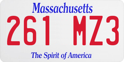 MA license plate 261MZ3
