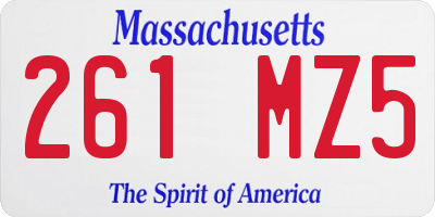 MA license plate 261MZ5