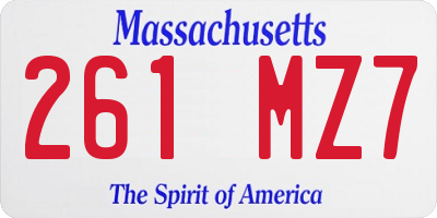 MA license plate 261MZ7