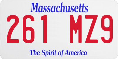 MA license plate 261MZ9
