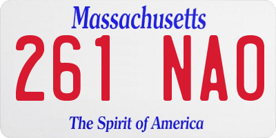 MA license plate 261NA0