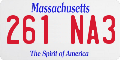 MA license plate 261NA3