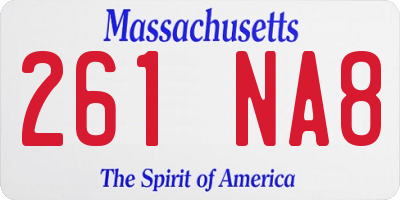MA license plate 261NA8