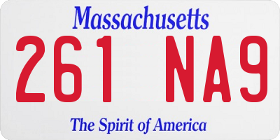 MA license plate 261NA9