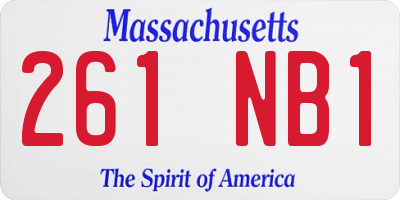 MA license plate 261NB1