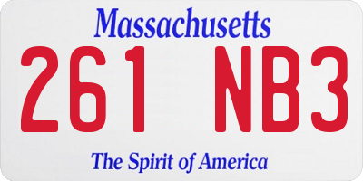 MA license plate 261NB3