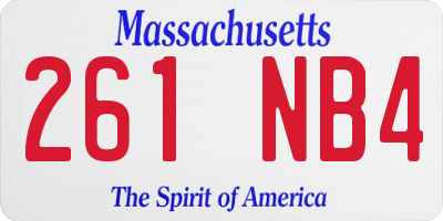 MA license plate 261NB4