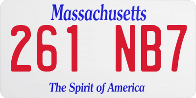 MA license plate 261NB7