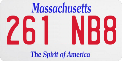 MA license plate 261NB8