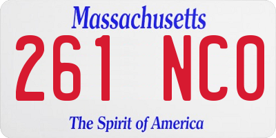 MA license plate 261NC0
