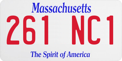 MA license plate 261NC1