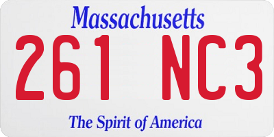 MA license plate 261NC3