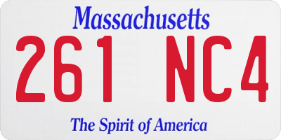 MA license plate 261NC4