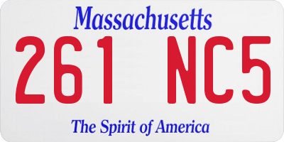 MA license plate 261NC5