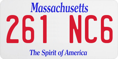 MA license plate 261NC6