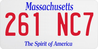 MA license plate 261NC7