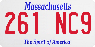 MA license plate 261NC9
