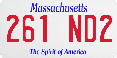 MA license plate 261ND2