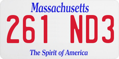 MA license plate 261ND3