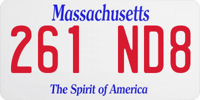 MA license plate 261ND8