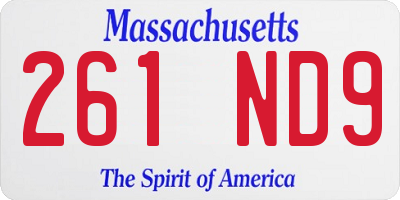 MA license plate 261ND9